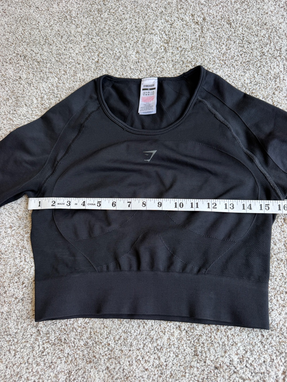 Gymshark Seamless Long Sleeve Crop Top Thumbhole Black XL Athletic Workout - Picture 8 of 9